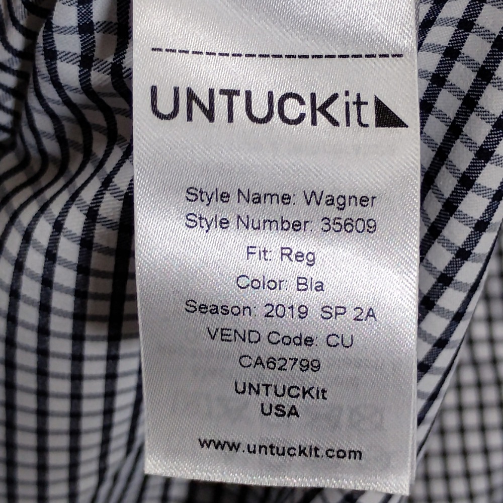 UNTUCKit Wagner Shirt Mens XXL Performance Nylon Check Button Down Stretch - Picture 7 of 8